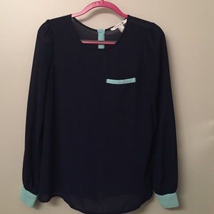 Forever 21 Navy Blue/ Aqua Blouse