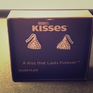 Hershey's kisses silver crystal stud earrings NEW