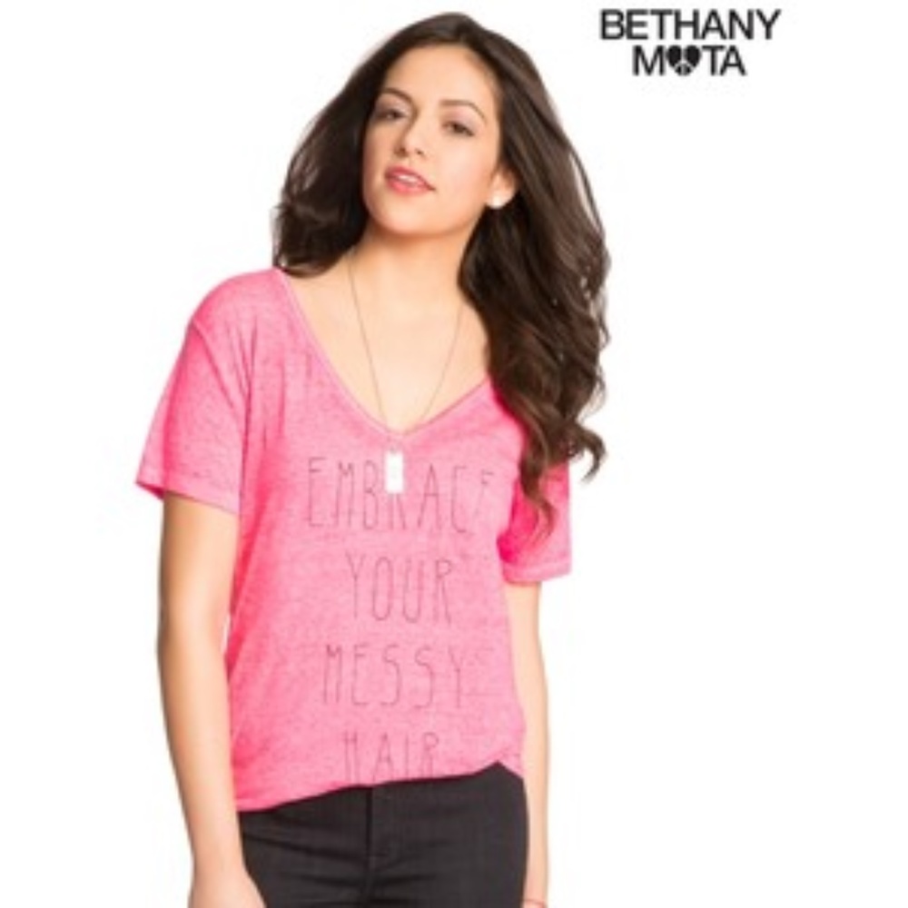 Embrace Your Messy Hair V Neck Top