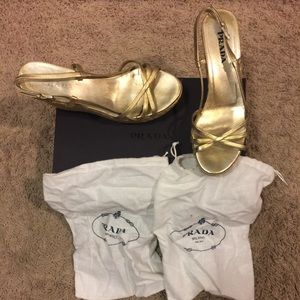 Prada Metallic Gold Espradrilles