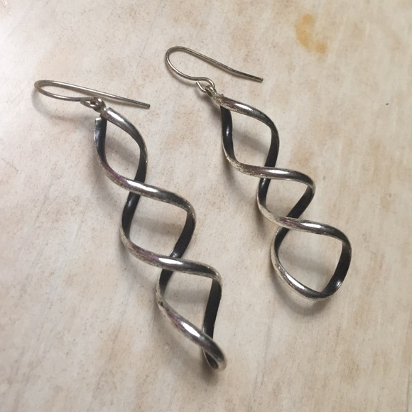 Silver Spiral Earrings - Picture 2 of 2