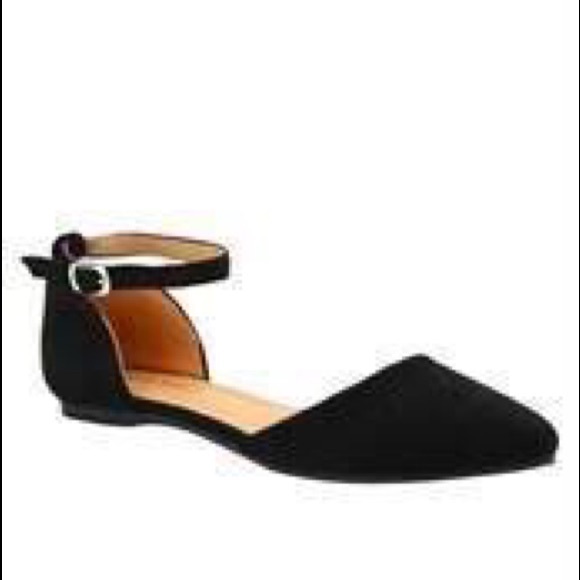 Black ankle strap flats