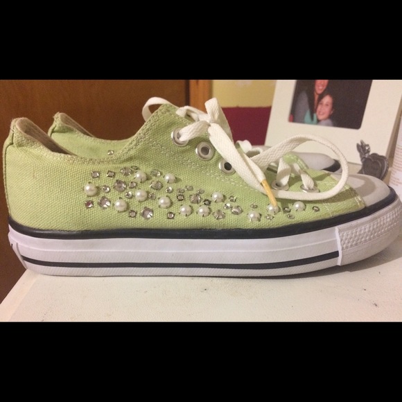green LA Rock converse with jewels