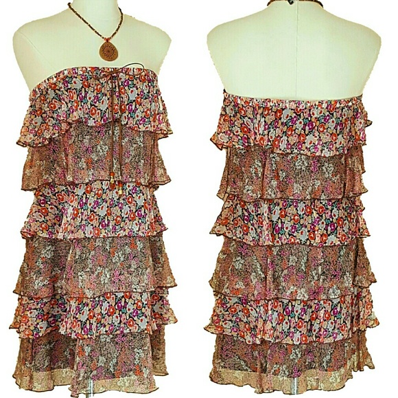 LAUNDRY BY SHELLI SEGAL SILK STRAPLESS DRESS SZ 10