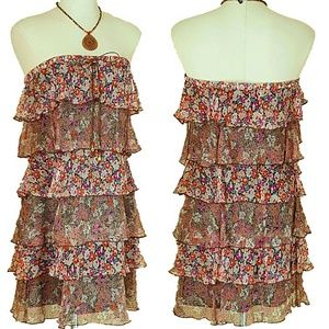 LAUNDRY BY SHELLI SEGAL SILK STRAPLESS DRESS SZ 10