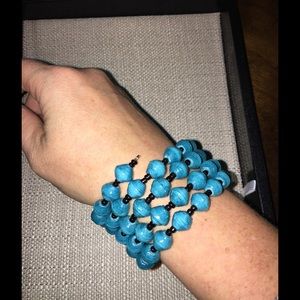 NWOT Uganda Wrap Blue Paper beaded bracelet