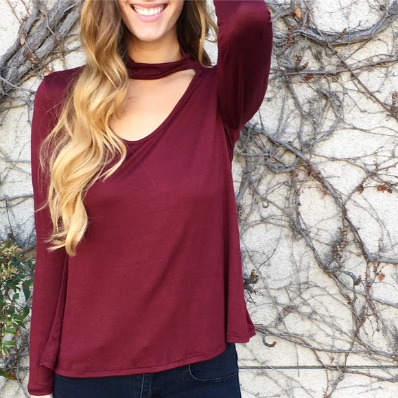 burgundy choker top - Picture 2 of 4