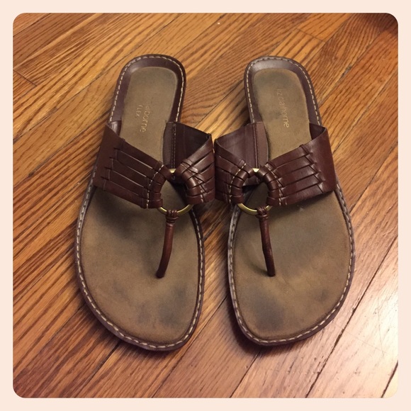 Chocolate Brown Leather Flip Flops