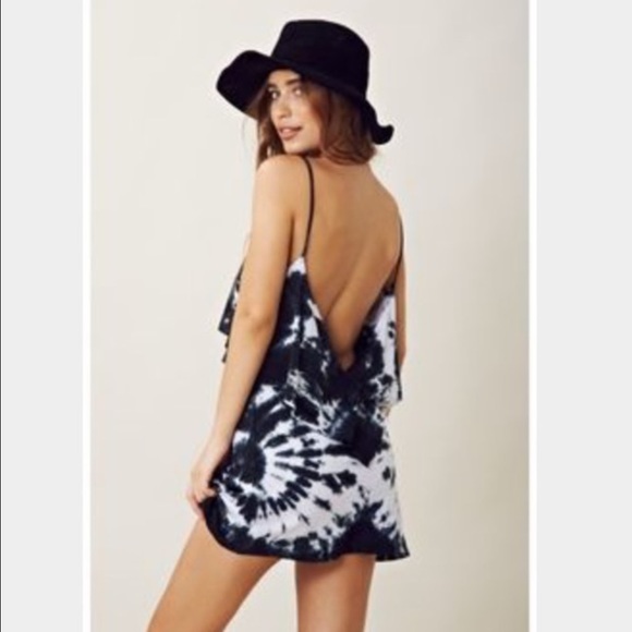 Backless Planet Blue tie dye dresss
