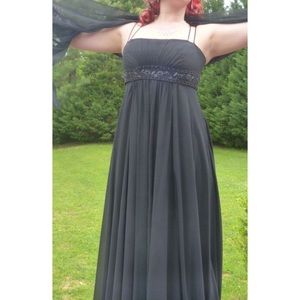Black David's Bridal Floor Length Prom Dress