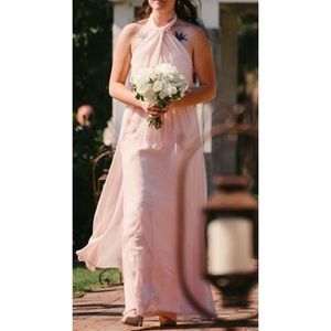 Blush David's Bridal Halter Bridesmaid Dress