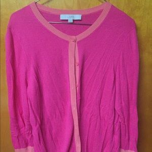 Ann Taylor Loft cardi colorblock gently used XXL