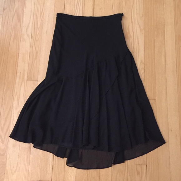 Black Chiffon Midi Skirt