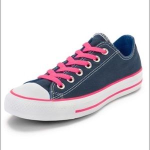 Blue and pink converse
