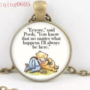 Pooh & Eeyore Quote Glass & Brass Necklace Pooh & Eeyore Quote Glass & Brass Necklace
