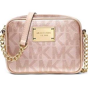 Rare Michael Kors Rose Gold MK Crossbody Bag Small