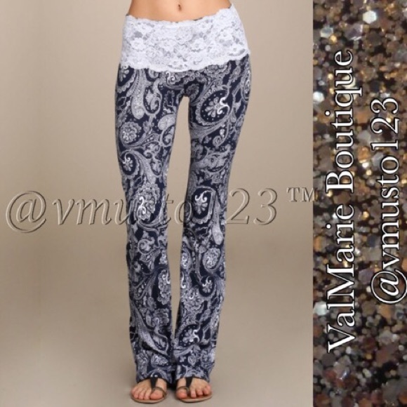 ‼️LAST 1 SZ L- LACE WAIST BOOTCUT COTTON PANT - Picture 2 of 5