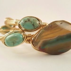 Turquoise and Agate 3 piece Bangle set