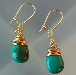 Turquoise Wire Wrapped Earrings