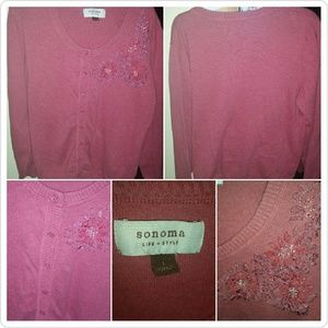 Sonoma Womens Embellished Cardigan