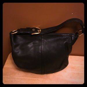 Coach black leather signature shoulder bag