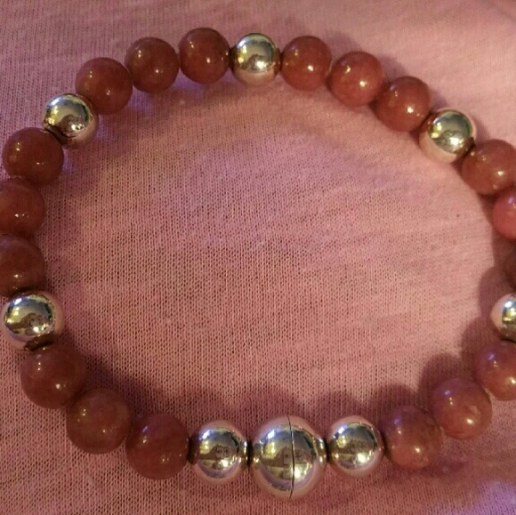 RHODONITE / sterling silver magnetic bracelet*New*
