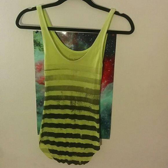 Punk street style tank, yellow and black striped
