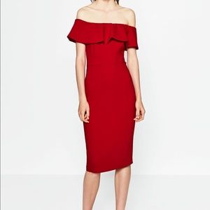 Zara red off shoulder dress! Size small.