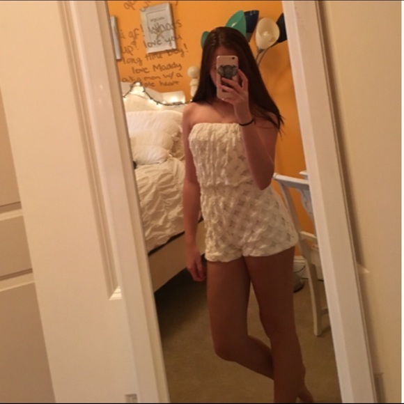 White floral lace romper