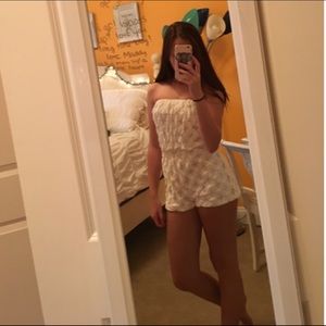 White floral lace romper