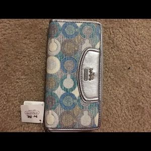 Blue and silver coach wallet