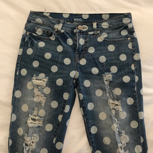 Polka Dot Urban Outfitters Mid Rise Slim Jeans