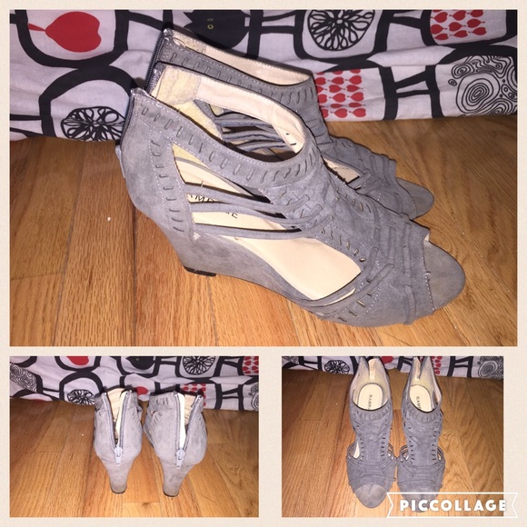 Grey Suede wedge sandals