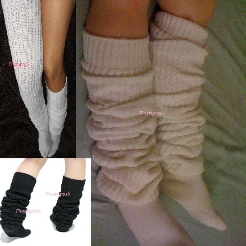 39" Long Loose Japanese Socks Thigh High Over Knee School Girl Soft White OTK