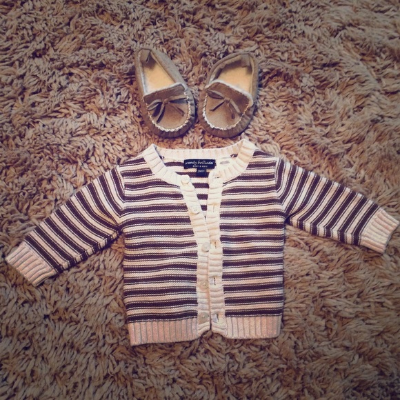 Button-Up Knit Cardigan + Moccasins for babies