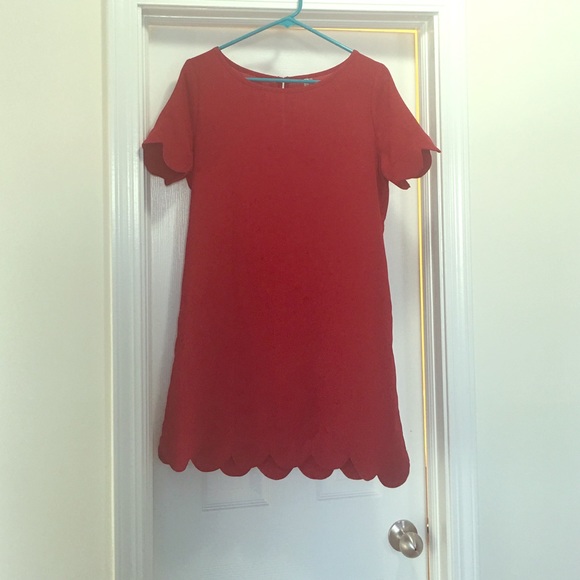 Red scallop dress