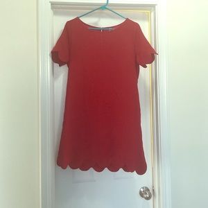 Red scallop dress