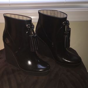 COACH platform rain boots with dangling tassels!!