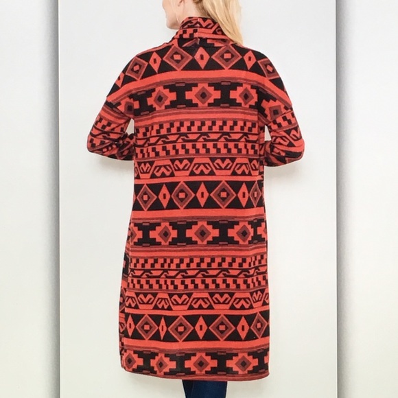 Red/blackAztec sweater cardigan - Picture 3 of 3