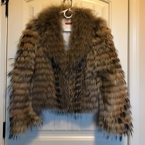 Alice & Olivia short Raccoon fur coat