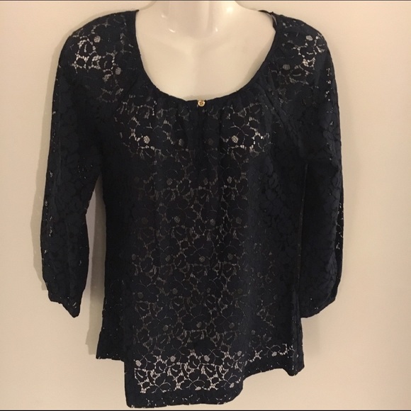 Navy Lace Top