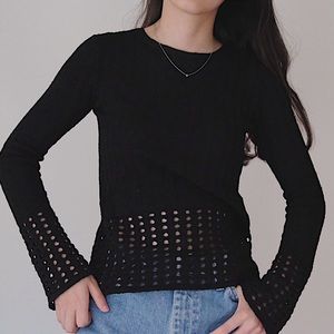 Black mesh sweater top