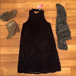 Mock neck laced dress