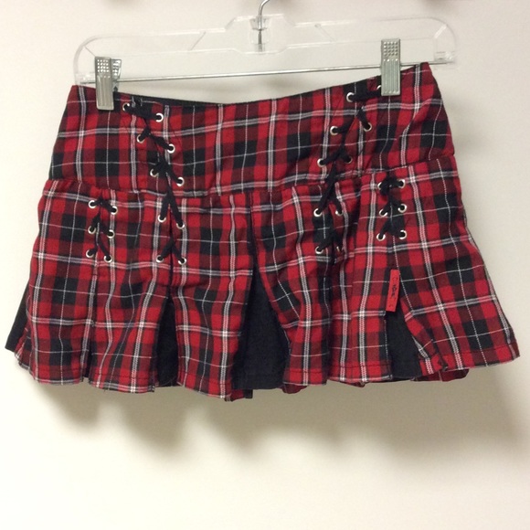 Red and Black Plaid Skirt
