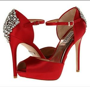 Sz 8 Red rhinestone Badgley Mischka Gene heels