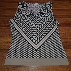 Calvin Klein Drape Neck Printed Polyester Shell