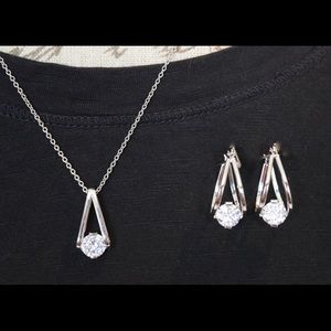 Silver CZ Necklace & Earring Set