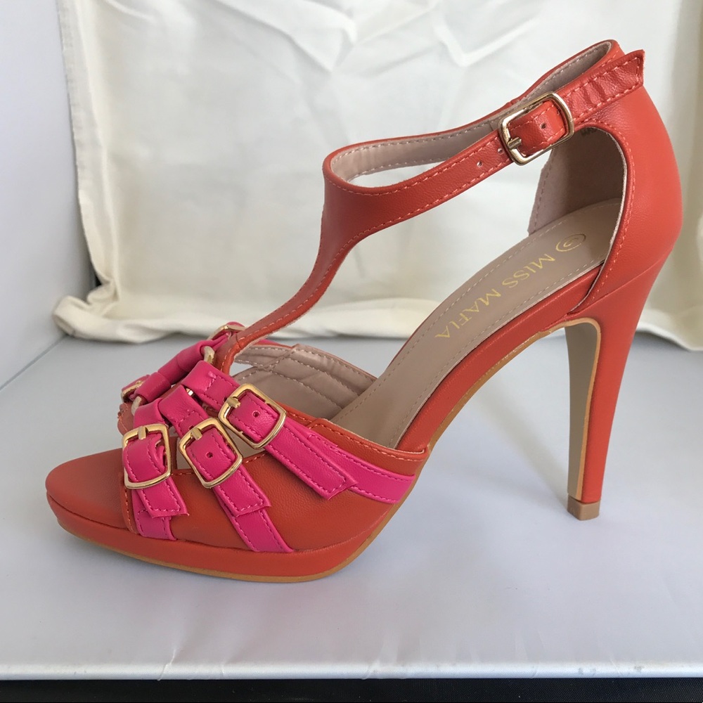 Miss Mafia Georgia Orange and Pink High Heels