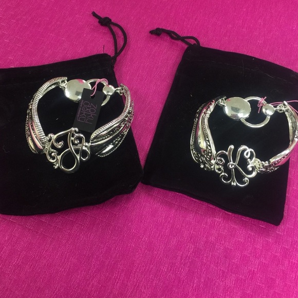 Antiqued Filigree Spoon Monogram Bracelets,Boxed
