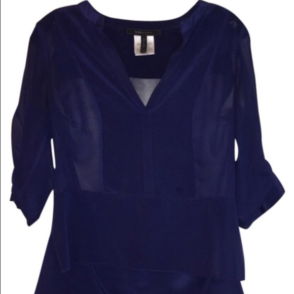 Bcbgmaxazria Blue Sheer Blouse